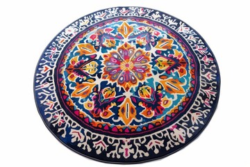 Obraz premium Circular rug with vibrant designs on a light backdrop