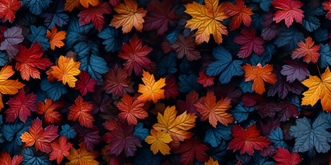 Fototapeta premium Maple leaves in autumn colors forming a colorful pattern (tile)