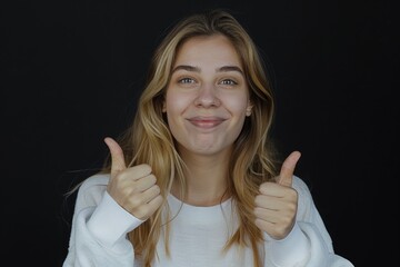 A woman's positive expression, ideal for representing approval or agreement