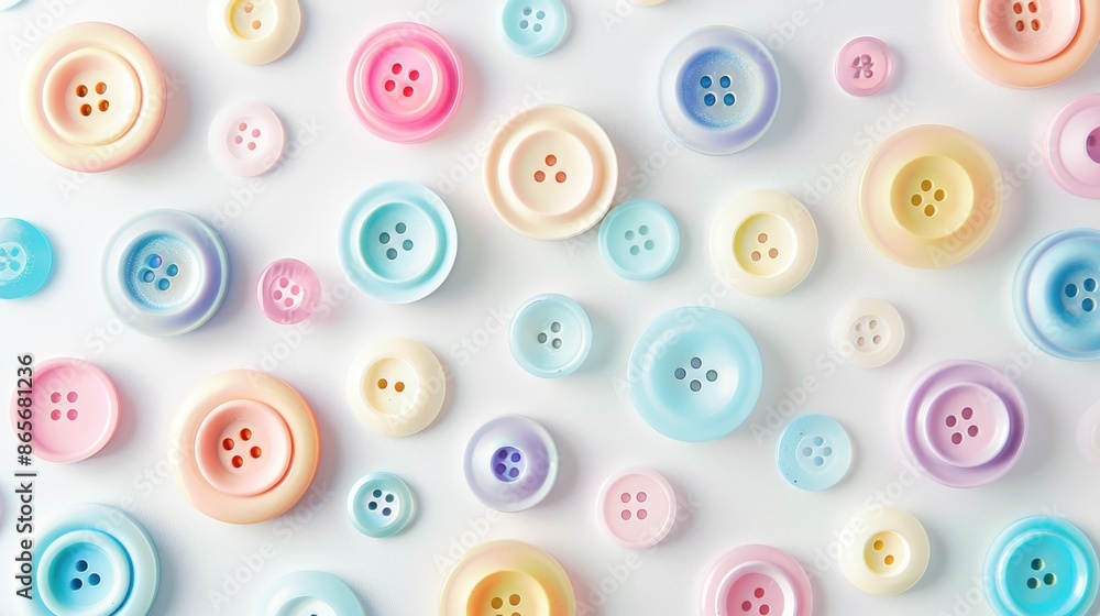Poster a collection of colorful buttons arranged on a clean white surface
