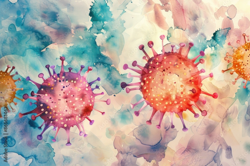Poster a microscopic view of corona cells arranged in a specific pattern, suitable for use in educational o