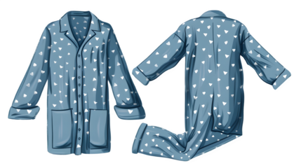 Pajamas, comfortable sleepwear, loungewear, pajama set, PNG file, Isolated on white