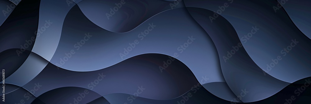 Poster Abstract blue wave design with layered curves and gradients. Modern digital background for business and technology concepts