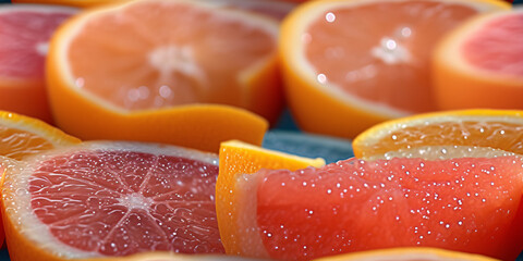 Overlapping slices of citrus fruit creating a vibrant pattern (tile)