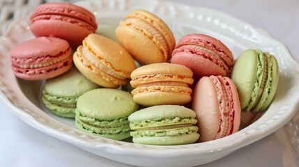 Macaroon cookies arranged in a dish