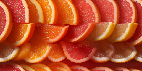 Overlapping slices of citrus fruit creating a vibrant pattern (tile)