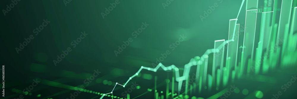 Poster high-tech data analysis with green and orange line charts on a dark background. perfect for financia