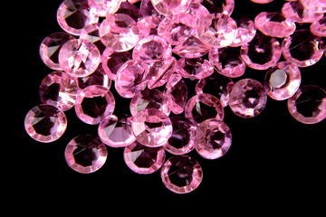 close up of the diamonds on  black