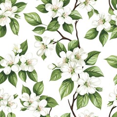 Colorful Pattern Flowers. Vector Pattern of Cherry Blossom. Spring Flowers Pattern 