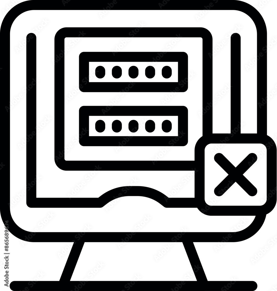 Poster computer screen showing a login form with a wrong password attempt