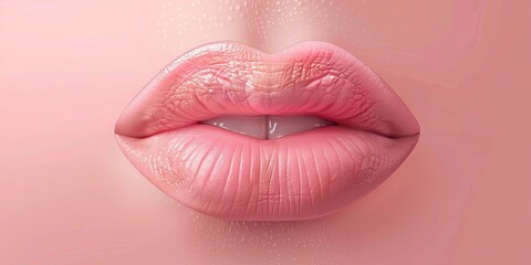 beautiful plump lips, close-up photo, realistic photo, soft pink shade, natural lip color