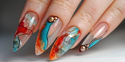 nail art of stone, ore stone nail design,