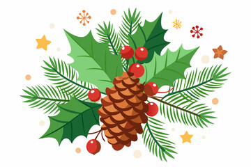 Christmas decor flower vector illustration