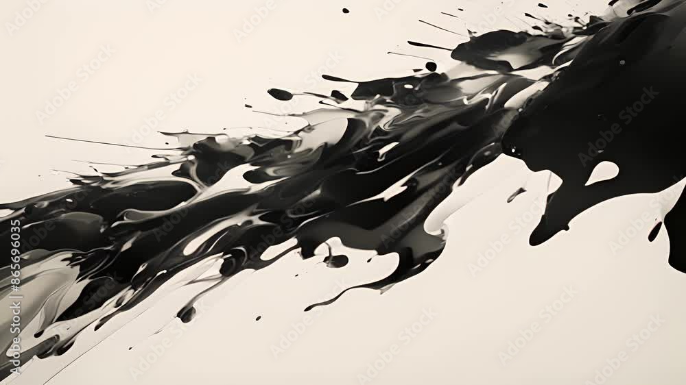 Poster a steady stream of glossy black paint cascades down the canvas creating a dramatic splash that adds 