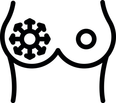 Line icon of a female torso experiencing chills as a symptom of mastitis