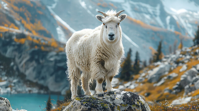 Alpine wildlife mountain goats 