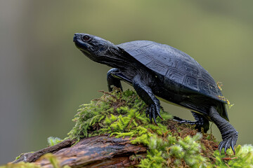 Central American river turtle in natural environment