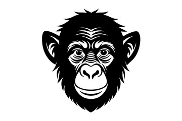 chimpanzee head silhouette vector illustration