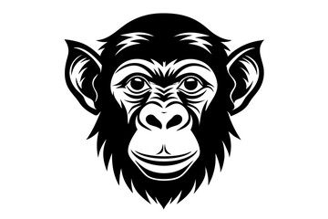 chimpanzee head silhouette vector illustration