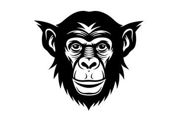 chimpanzee head silhouette vector illustration