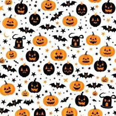 Obraz premium Halloween Pattern Vector. Colorful Vector Pattern of Halloween in Minimalist Style