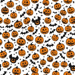 Halloween Pattern Vector. Colorful Vector Pattern of Halloween in Minimalist Style
