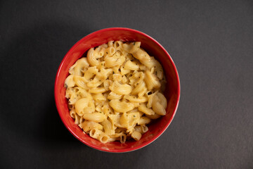 macro shot of macaroni with cheese	