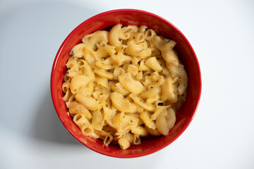 macro shot of macaroni with cheese	