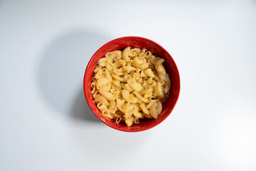 macro shot of macaroni with cheese	