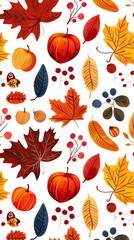 Fototapeta premium Vector Pattern of Autumn. Colorful Vector Illustration for Autumn. Light Warm Color Pattern
