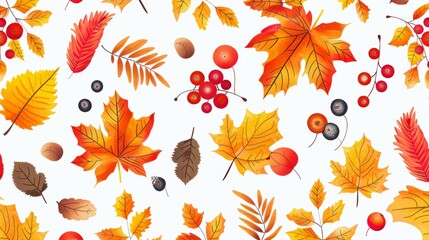 Obraz premium Vector Pattern of Autumn. Colorful Vector Illustration for Autumn. Light Warm Color Pattern