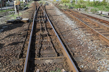 Fototapeta premium 鉄道線路の分岐ポイント