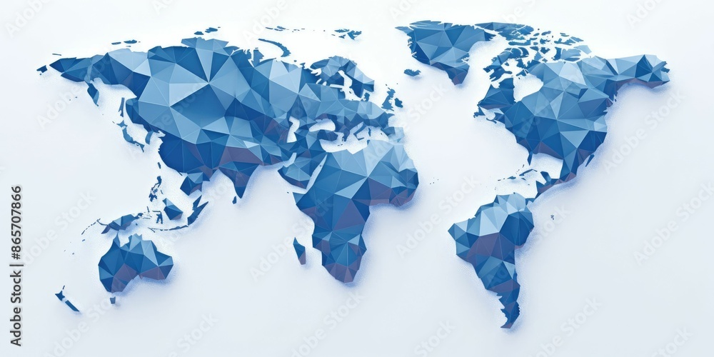 Poster polygonal world map on a white background. the various bright world map made from polygon material. 