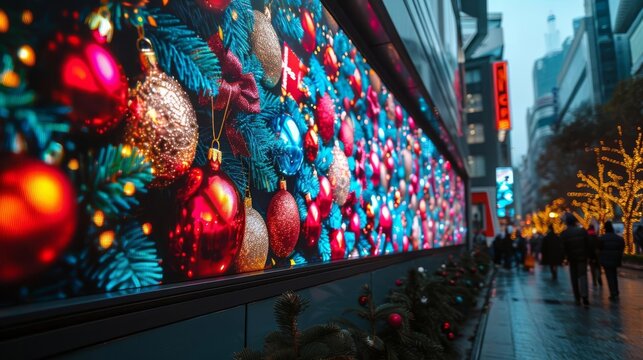 christmas A digital billboard displaying a countdown to the new year with a vibrant Merry Christmas and Happy New Year message