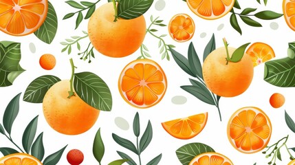Vector Pattern of Fruits. Orange Pattern in Colorful. Reference of Fruits Illustration 