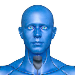 男性サイボーグの顔アップ　3DCGレンダリング
