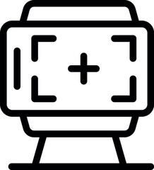 Medical monitor showing cross first aid sign icon, line style