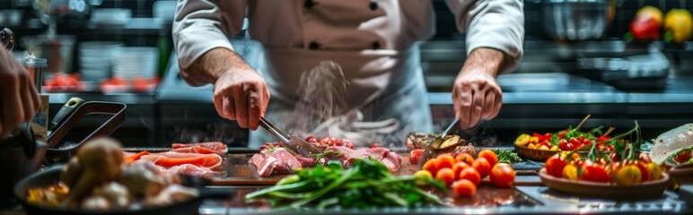 Chef Preparing Food in a Professional Kitchen