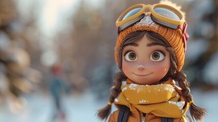 Toon with skates posing on a white background.