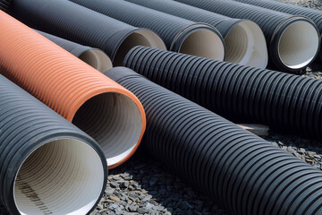 Corrugated plastic sewer main pipes