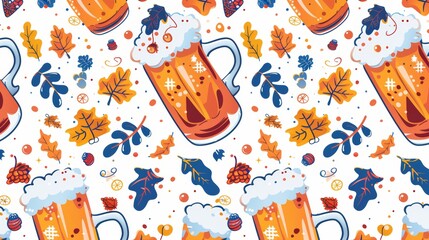 Vector Pattern of October. Bear Pattern in Colorful Concept of Vector. Feast Clipart Reference