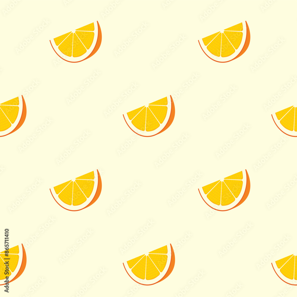 Aufkleber fruit seamless pattern with sliced oranges or lemon on white backdrop. summer vector background in f