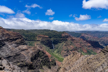 Waipo'o Falls, Waimea Canyon State Park, west Kauai, Hawaii. Waimea Canyon, also known as the Grand Canyon of the Pacific. 