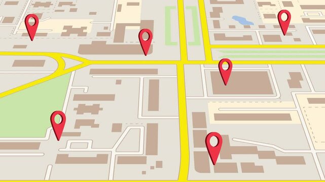 Map with Location Markers Animated 