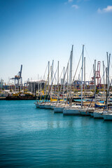 Boats in harbor in Valencia