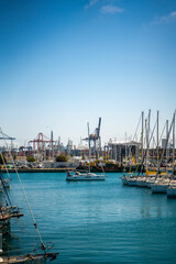 Boats in harbor in Valencia