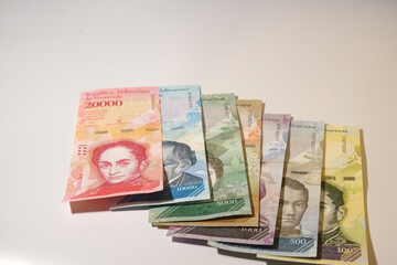 venezuelan banknotes in close-up