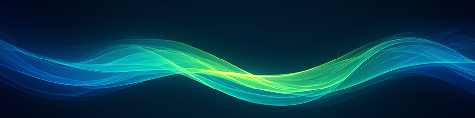 Abstract blue and green waves on a dark background, perfect for technology or science themes