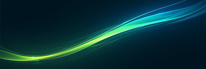 Abstract green and blue dynamic waves on a dark background. Perfect for modern digital art and design projects