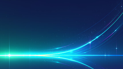 Abstract neon light waves on dark blue background, perfect for technology or futuristic themes